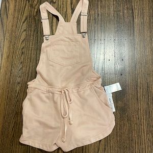 Pink sweatsuit short overalls